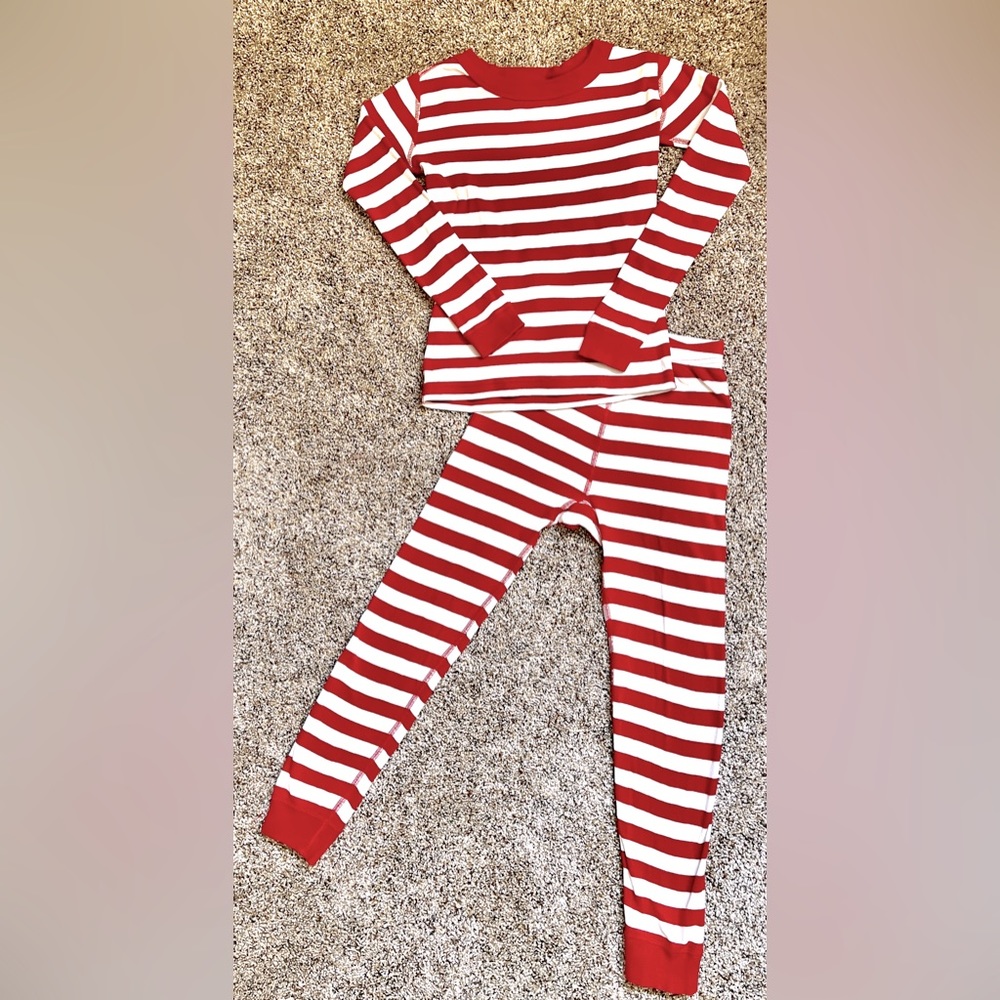 Hanna Andersson Red & White Stripe Pajamas 120cm 6/7yrs Unisex